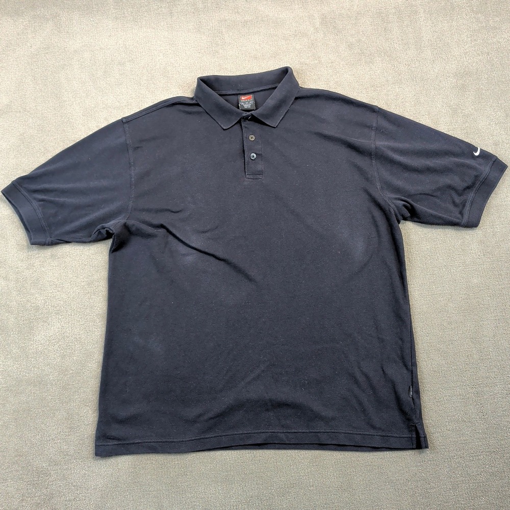 Nike Polo Shirt Mens XL Navy Blue Dri-FIT Team Short Sleeve Cotton Blend Pique